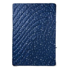 flatlay of The Original Puffy Blanket in Navy Aloha, shown in full
