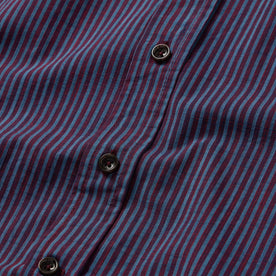 material shot of the buttons on The Short Sleeve Jack in Blue Stripe