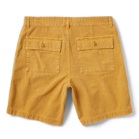 flatlay of The Trail Short in Gold Micro Cord, shown from the back