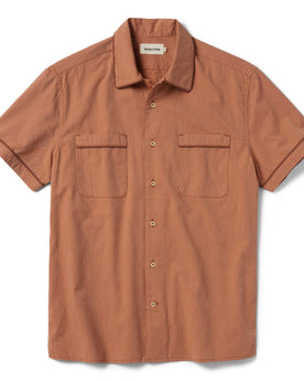 flatlay of The Tulum in Rust Stripe, Wovens by Taylor Stitch