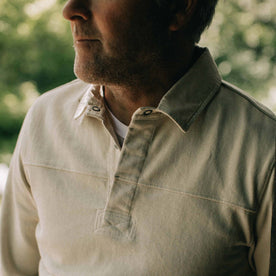 fit model wearing The Turnover Shirt in Washed Natural