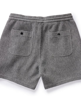 flatlay of The Apres Short in Charcoal Waffle, from the back, Bottoms by Taylor Stitch