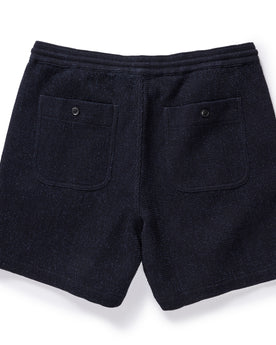 flatlay of The Apres Short in Indigo Waffle, from the back, Bottoms by Taylor Stitch