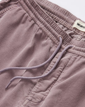 material shot of the drawcords on The Apres Short in Poppy Seed Micro Cord, Bottoms by Taylor Stitch