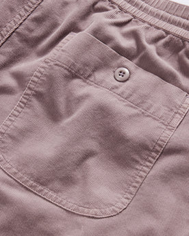 material shot of the back pocket on The Apres Short in Poppy Seed Micro Cord, Bottoms by Taylor Stitch