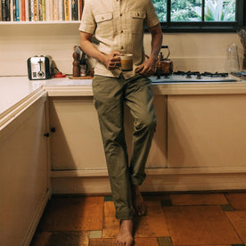 fit model in The Democratic All Day Pant in Arid Eucalyptus Canvas