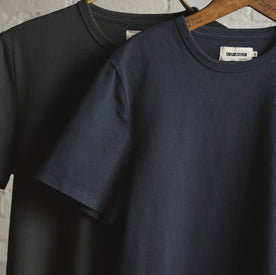 material shot of sleeve detail on The Organic Cotton Tee in Navy