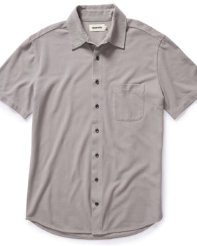 flatlay of The Short Sleeve California in Steeple Grey Pique, Knits by Taylor Stitch