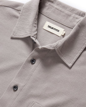 material shot of the collar of The Short Sleeve California in Steeple Grey Pique, Knits by Taylor Stitch