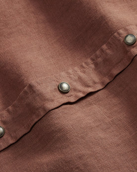 material shot of the snap buttons on The Short Sleeve Western in Dried Guajillo, Wovens by Taylor Stitch