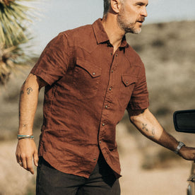 fit model in The Short Sleeve Western in Dried Guajillo