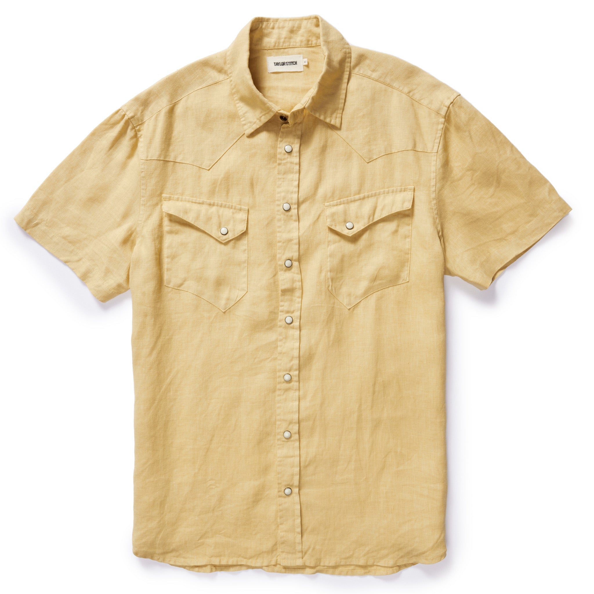 flatlay of The Short Sleeve Western in Oak, Wovens by Taylor Stitch