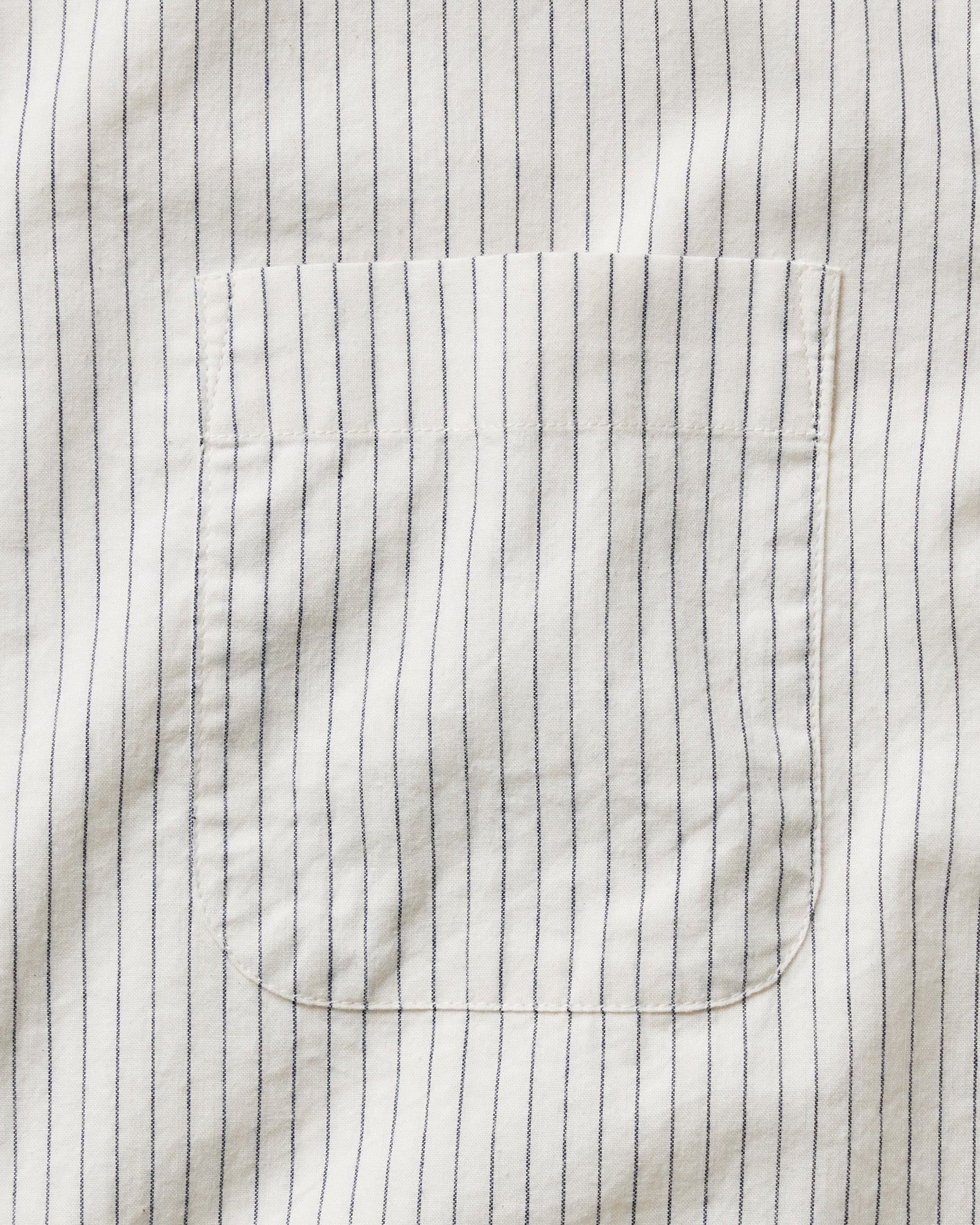 material shot of the collar on The Jack in Indigo Stripe, Wovens by Taylor Stitch