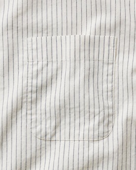 material shot of the collar on The Jack in Indigo Stripe, Wovens by Taylor Stitch