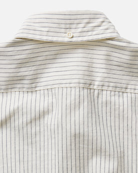 material shot of the buttons on The Jack in Indigo Stripe, Wovens by Taylor Stitch