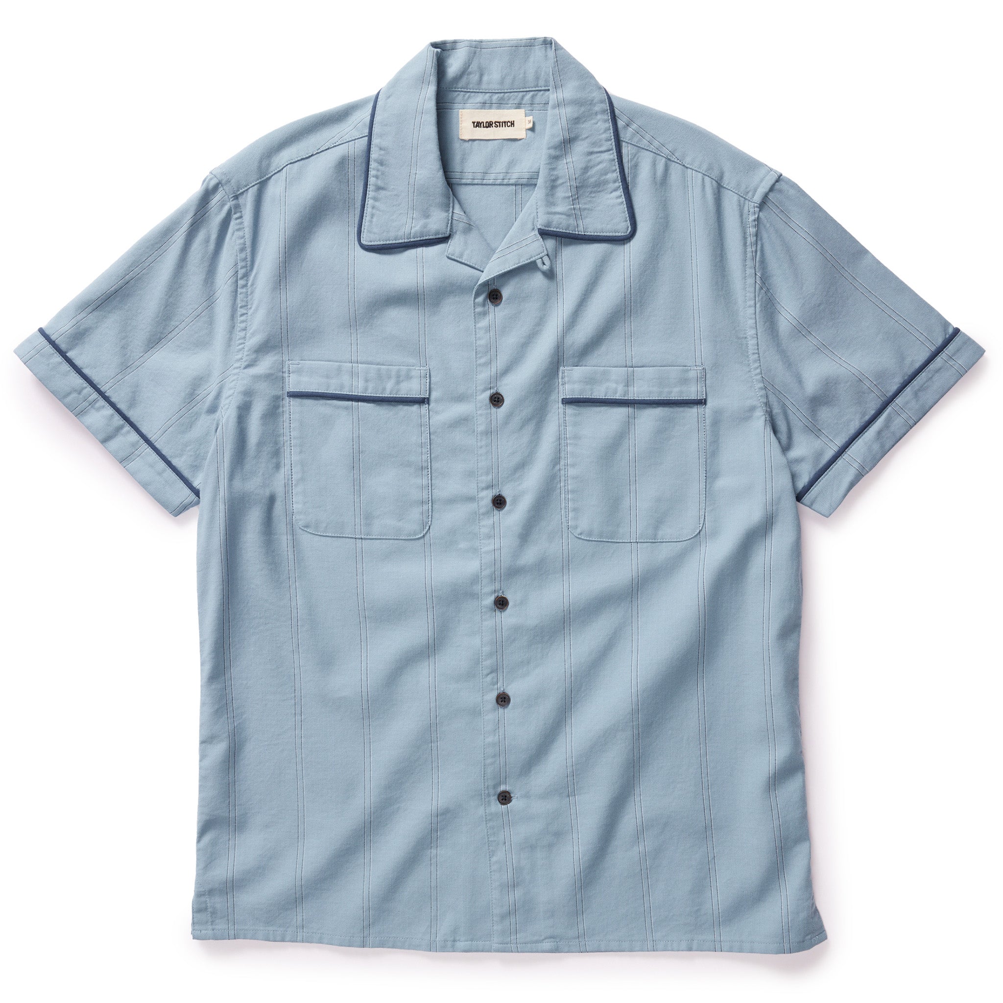 flatlay of The Tulum in Blue Sky Stripe, Wovens by Taylor Stitch