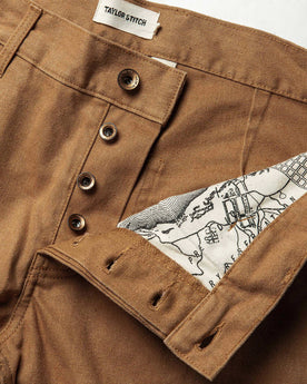 material shot of fly, Bottoms by Taylor Stitch