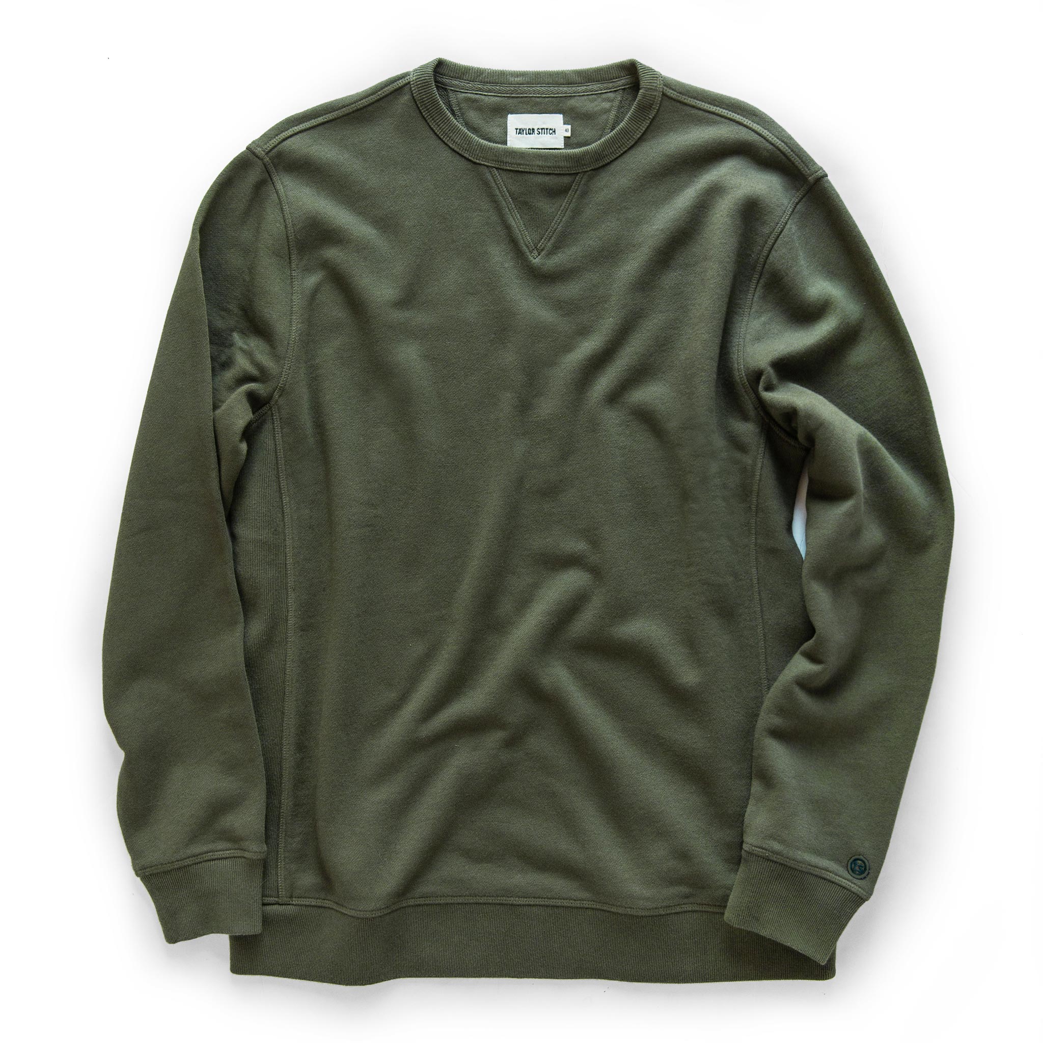 The Fillmore Crewneck in Dark Olive Terry: Featured Image, Knits by Taylor Stitch