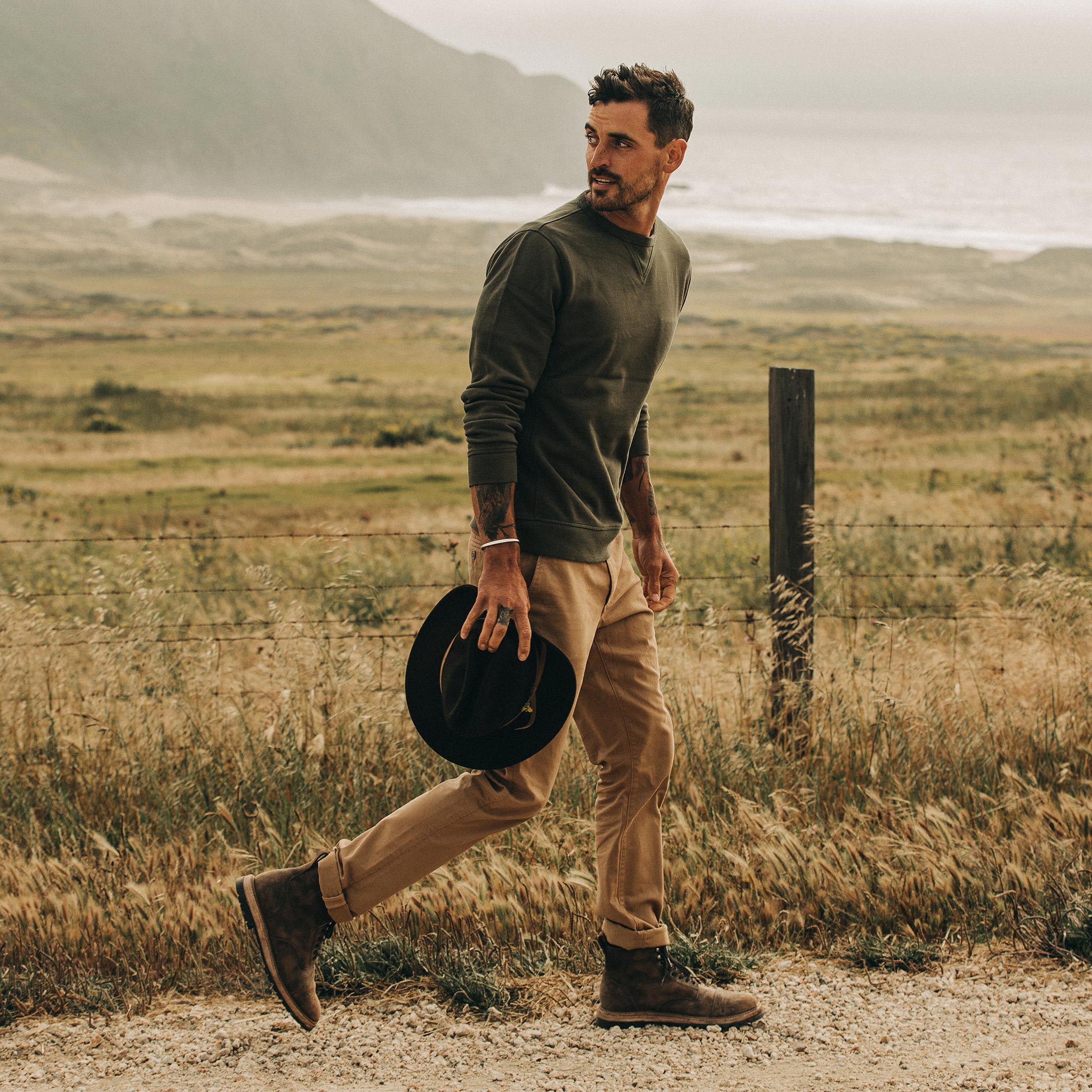 The Fillmore Crewneck in Dark Olive Terry: Alternate Image 4, Knits by Taylor Stitch