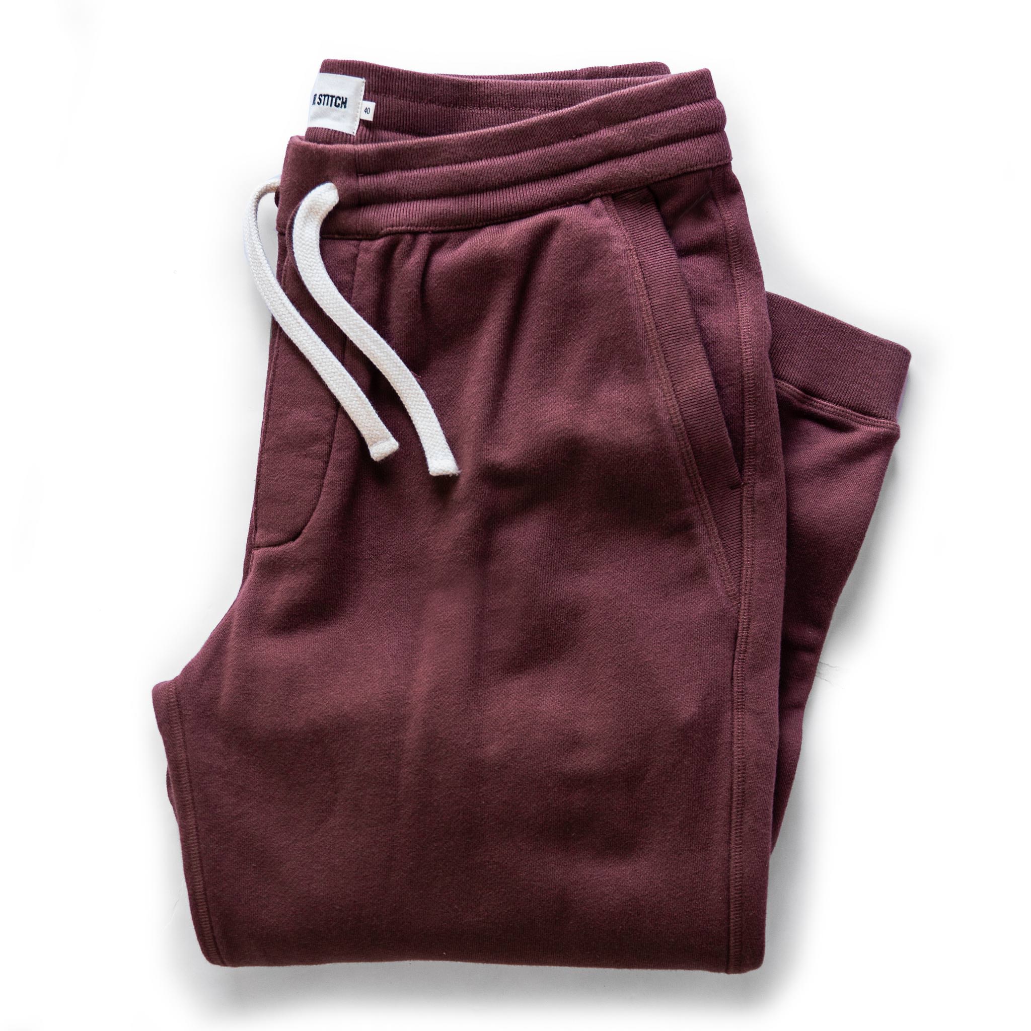 The Fillmore Pant in Burgundy Terry: Featured Image, Bottoms by Taylor Stitch