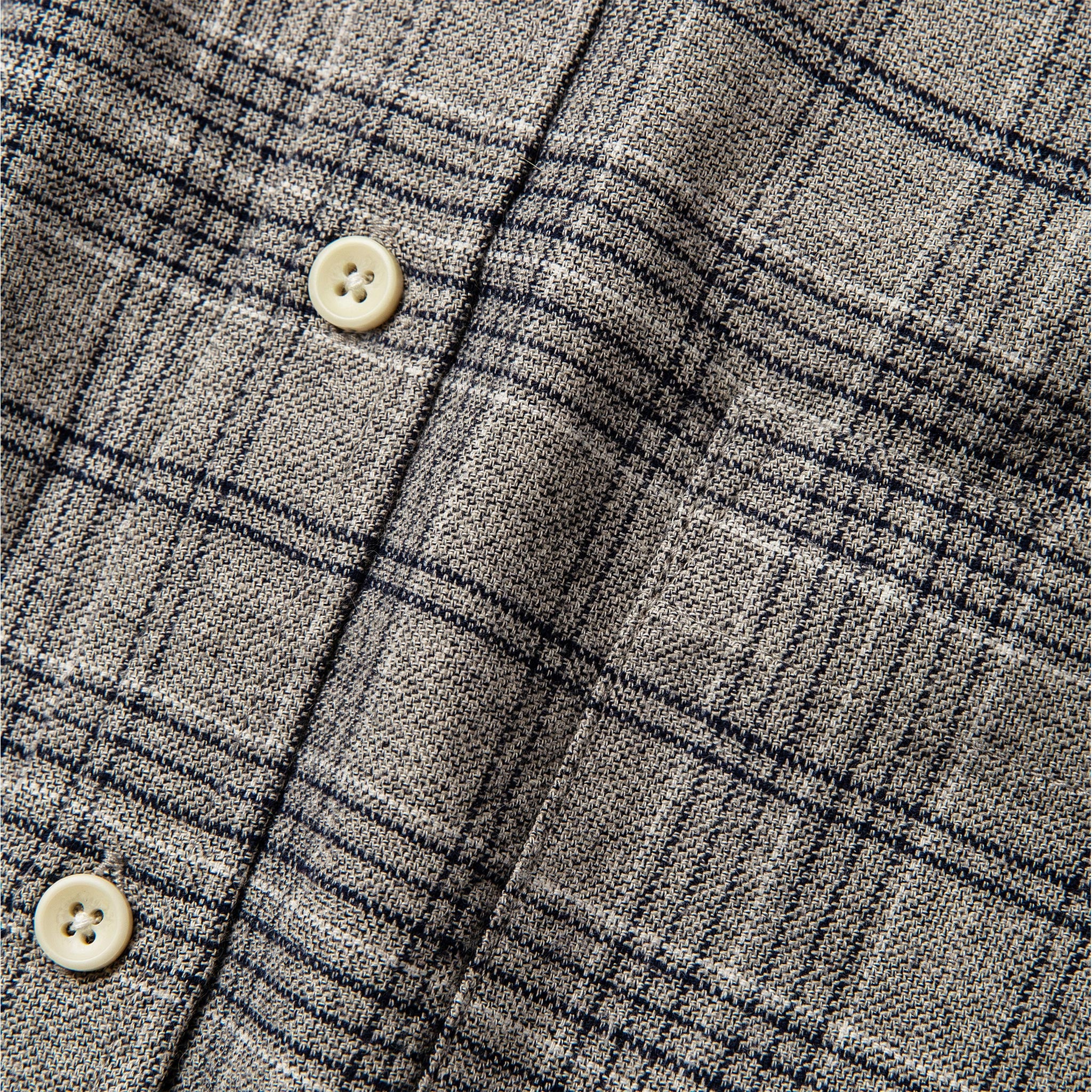 material shot of buttons and front pocket, Wovens by Taylor Stitch