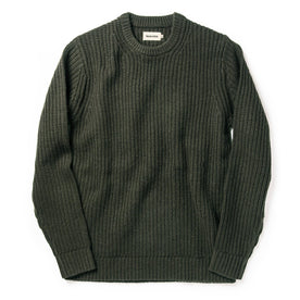 flatlay of The Wharf Sweater in Dark Olive