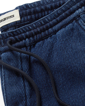 material shot of the band on The Apres Pant in Indigo Cross Dye, Bottoms by Taylor Stitch