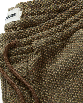 material shot of the waistband on The Apres Pant in Cypress Sashiko, Bottoms by Taylor Stitch