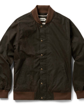 flatlay of The Bomber Jacket in Bark EverWax, Outerwear by Taylor Stitch