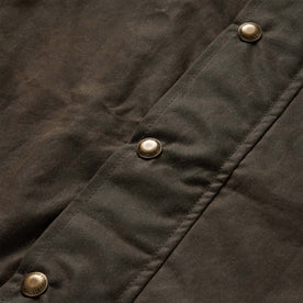 material shot of the buttons on The Bomber Jacket in Bark EverWax