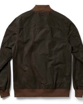 flatlay of The Bomber Jacket in Bark EverWax, from the back, Outerwear by Taylor Stitch