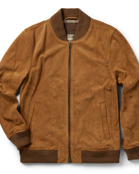 flatlay of The Bomber Jacket in Sierra Suede, Outerwear by Taylor Stitch