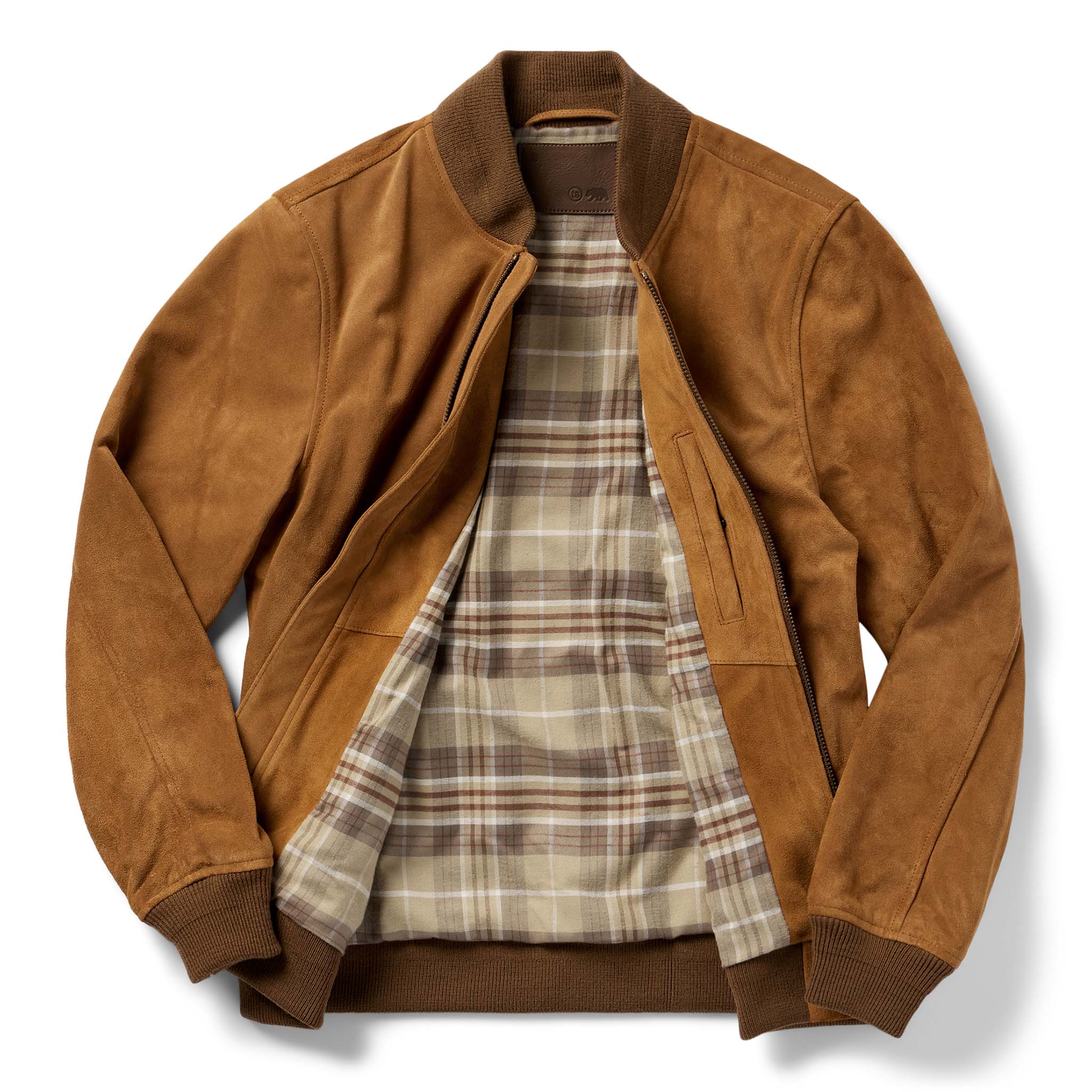 flatlay of The Bomber Jacket in Sierra Suede, shown open, Outerwear by Taylor Stitch