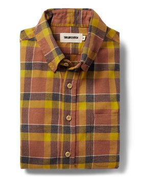 flatlay of The California in Trolley Plaid folded, Wovens by Taylor Stitch