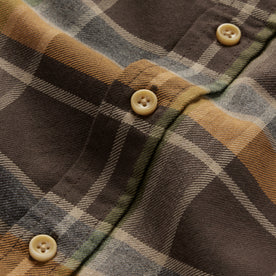 material shot of the buttons on The California in Zephyr Plaid