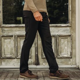 fit model walking in The Carmel Pant in Timber