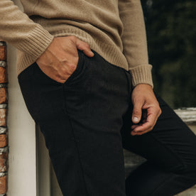 fit model with his hand in the pocket of The Carmel Pant in Timber