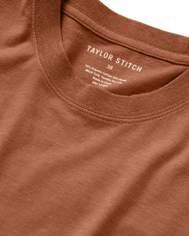 material shot of the collar on The Cotton Hemp Tee in Copper, Knits by Taylor Stitch