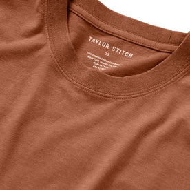 material shot of the collar on The Cotton Hemp Tee in Copper