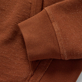 material shot of the ribbed cuffs on The Fillmore Hoodie in Copper Terry