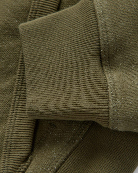 material shot of the ribbed cuffs on The Fillmore Hoodie in Cypress Terry, Knits by Taylor Stitch