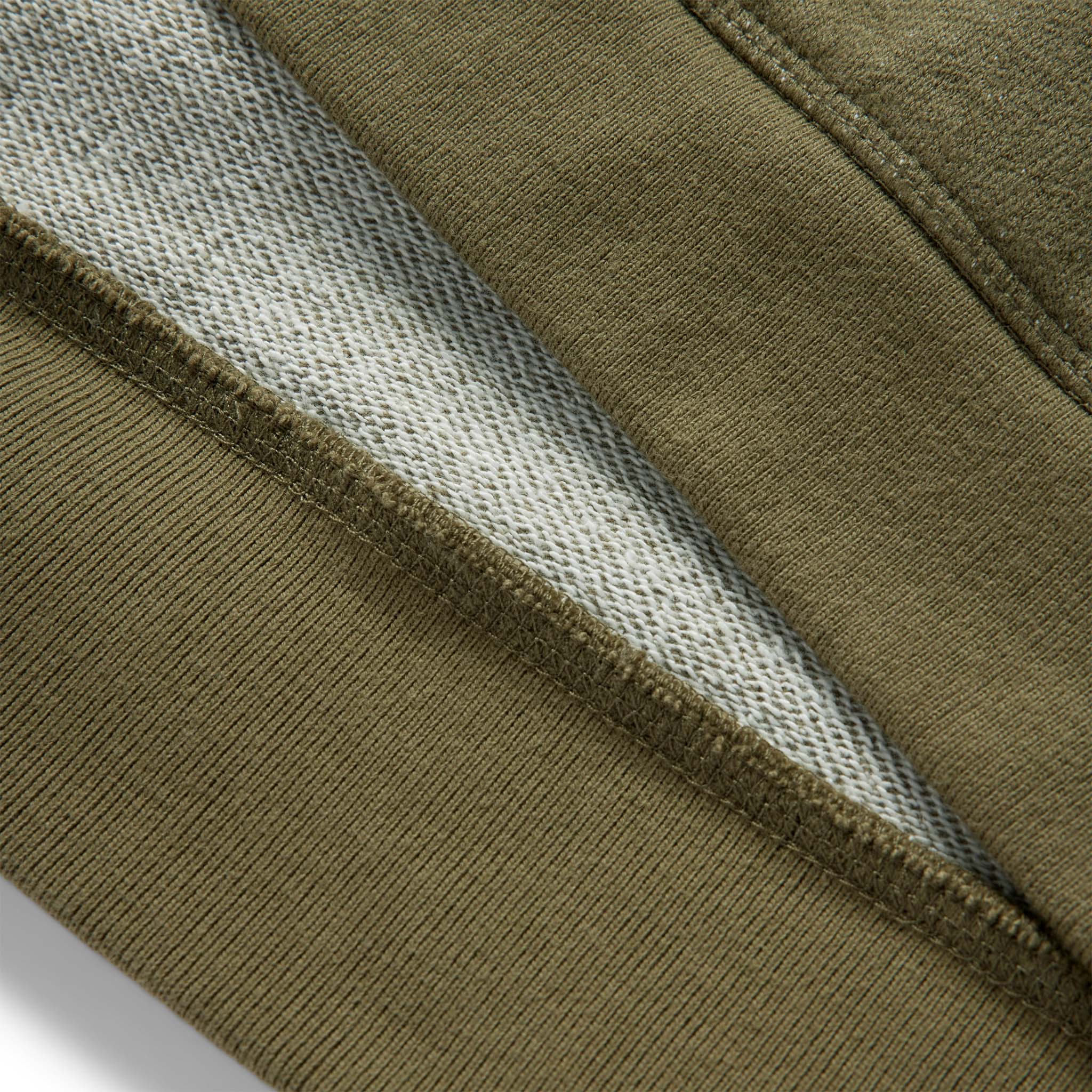 material shot of the hem on The Fillmore Hoodie in Cypress Terry, Knits by Taylor Stitch