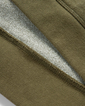 material shot of the hem on The Fillmore Hoodie in Cypress Terry, Knits by Taylor Stitch
