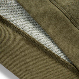 material shot of the hem on The Fillmore Hoodie in Cypress Terry