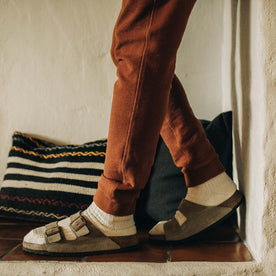 fit model showing the side of The Fillmore Pant in Copper Terry