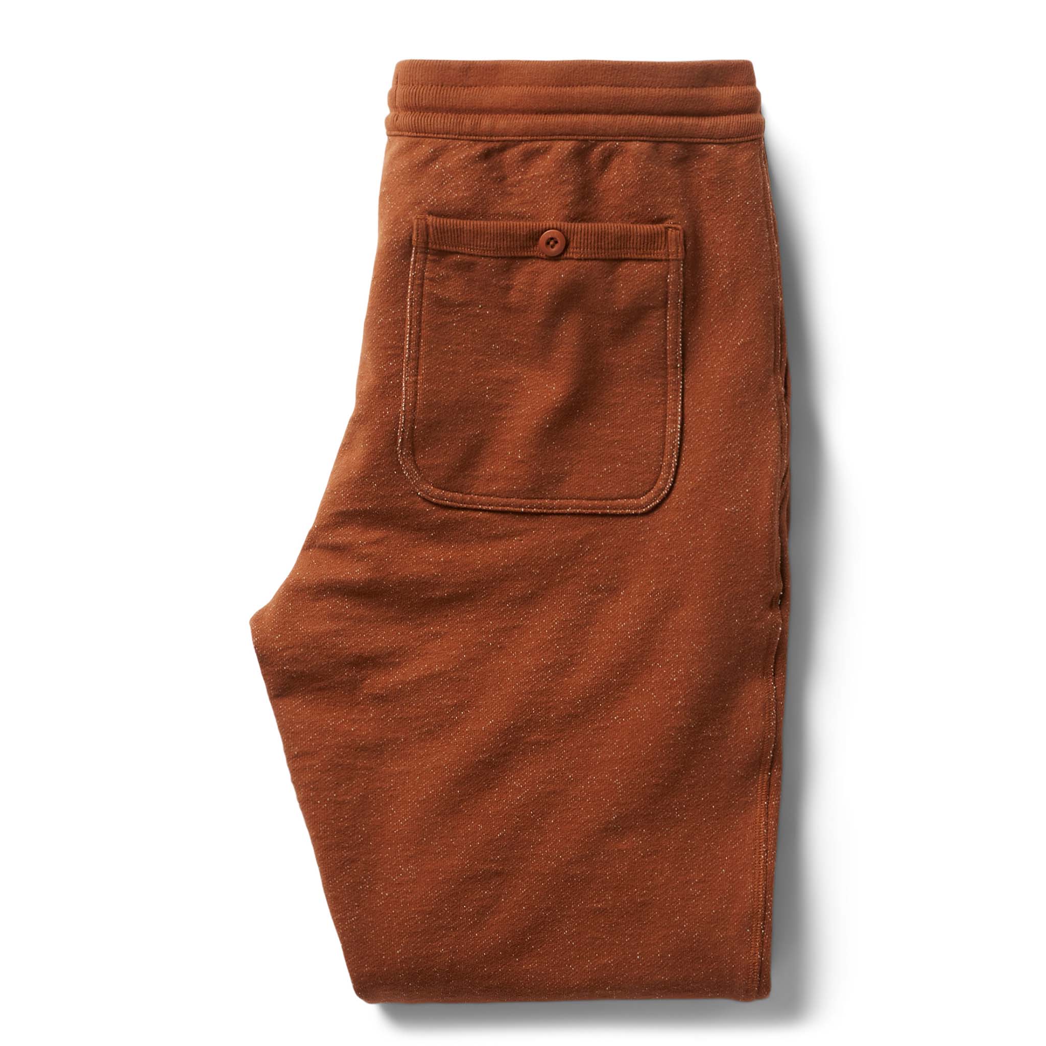 flatlay of The Fillmore Pant in Copper Terry, shown from the back, Bottoms by Taylor Stitch