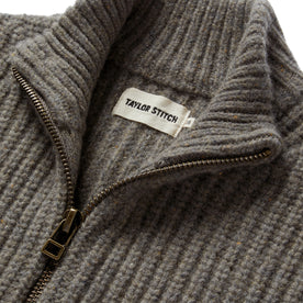 material shot of the collar on The Fisherman Full-Zip in Taupe