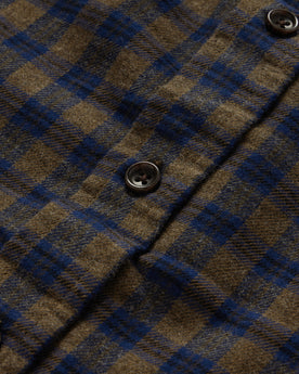 material shot of the buttons on The Jack in Terrace Plaid, Wovens by Taylor Stitch
