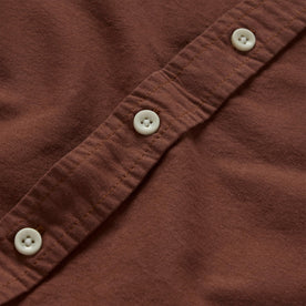 material shot of the buttons on The Jack in Chestnut Oxford