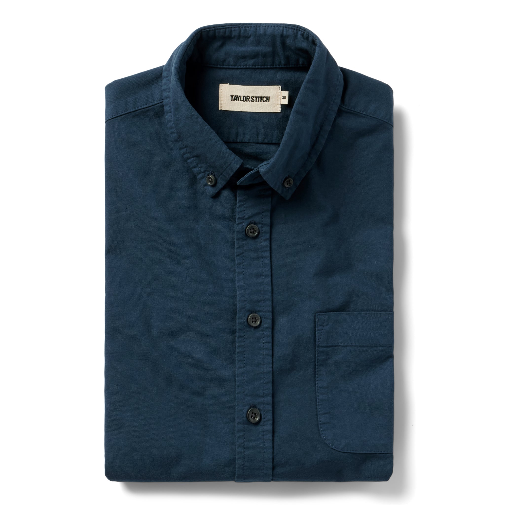 material shot of The Jack in Prussian Blue Oxford folded , Wovens by Taylor Stitch